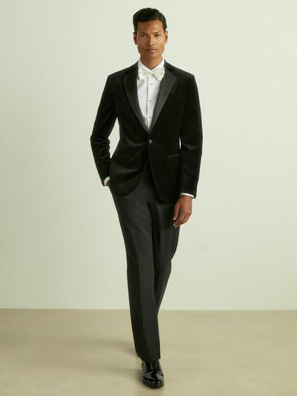 Velvet Single Breasted Slim Fit Jacket in Black Men | Reiss