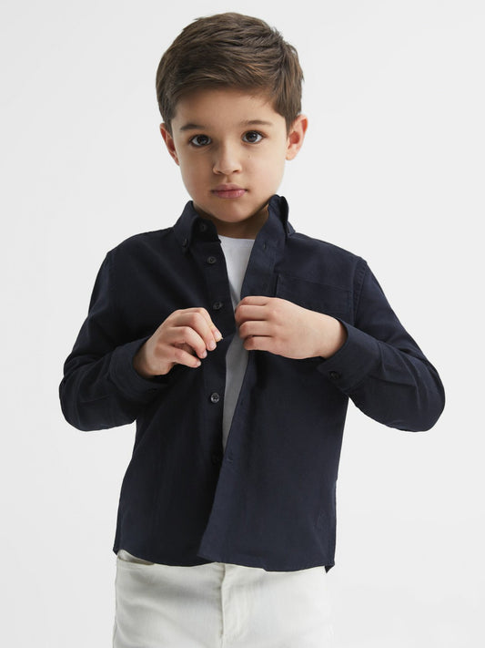 Junior Button Down Oxford Shirt in Navy Children & Baby | Reiss