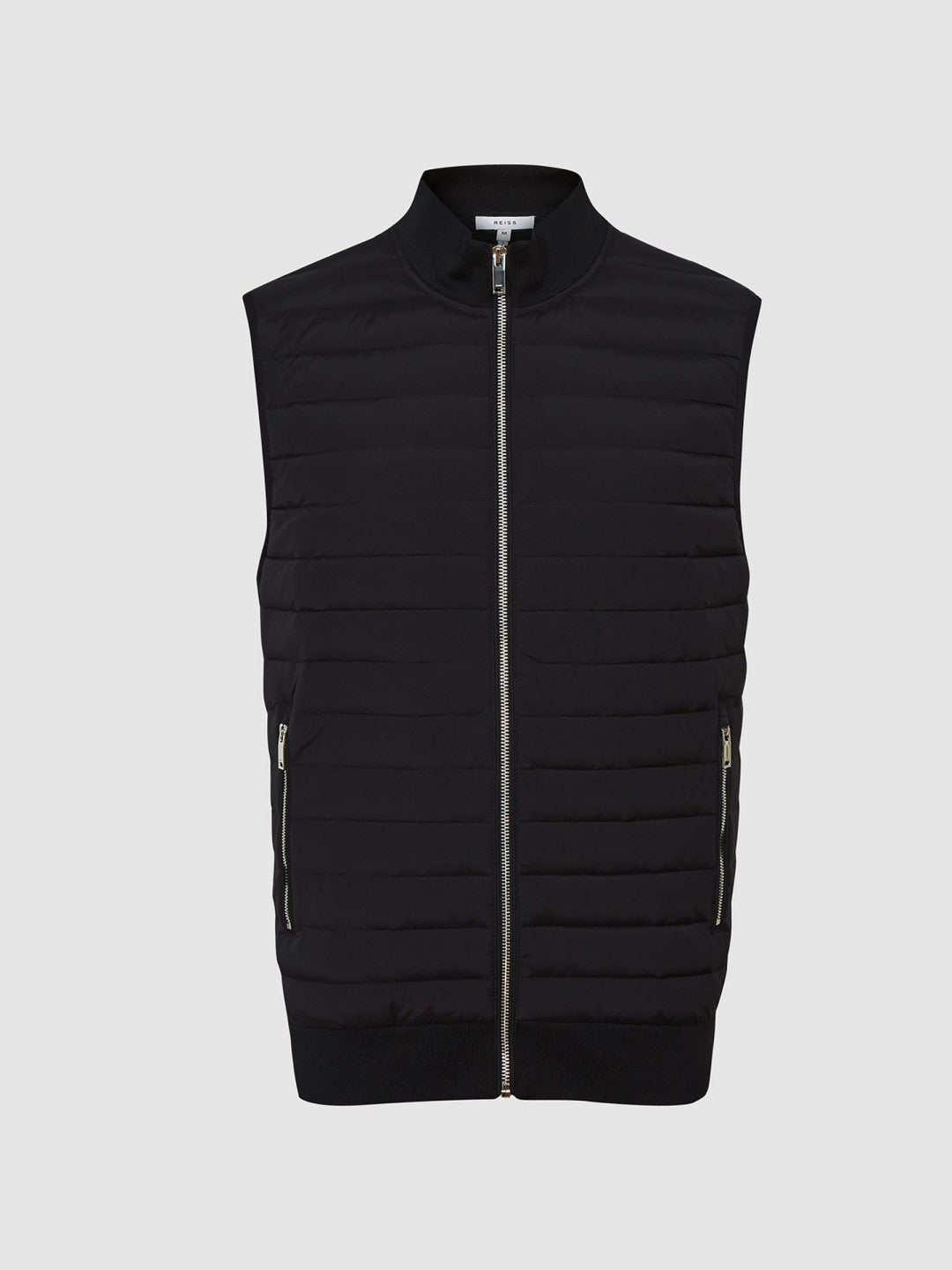 Hybrid Quilted Gilet in Black Men | Reiss