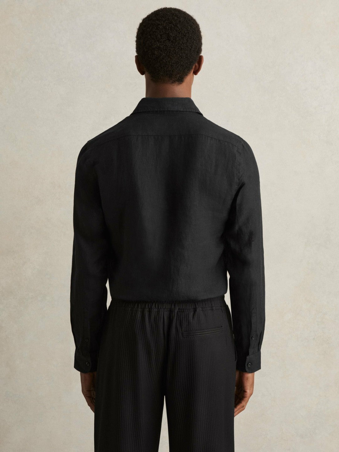Linen Button-Through Shirt in Black Men | Reiss