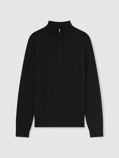 Merino Wool Half-Zip Jumper in Black Men | Reiss