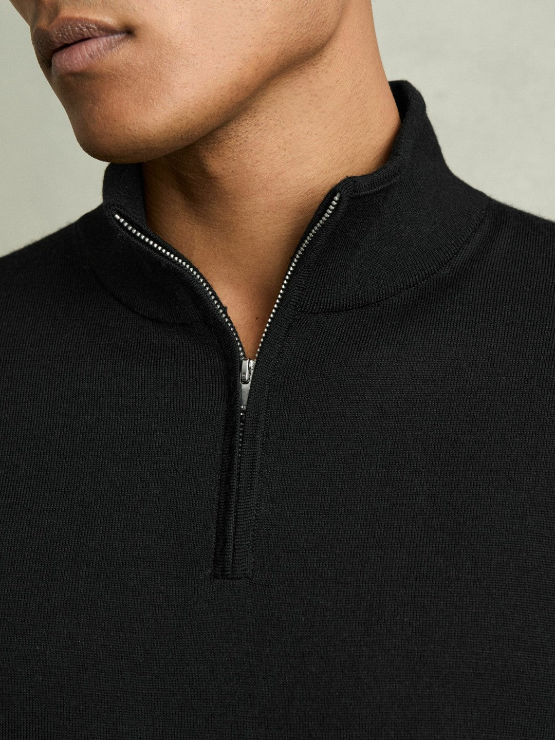 Merino Wool Half-Zip Jumper in Black Men | Reiss