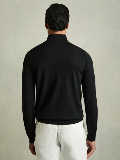 Merino Wool Half-Zip Jumper in Black Men | Reiss