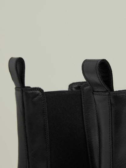 Leather Cleated Sole Chelsea Boots in Black Women | Reiss