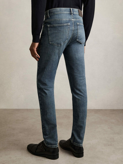 Skinny-Fit Jeans in Washed Indigo Grey Cast Men | Reiss