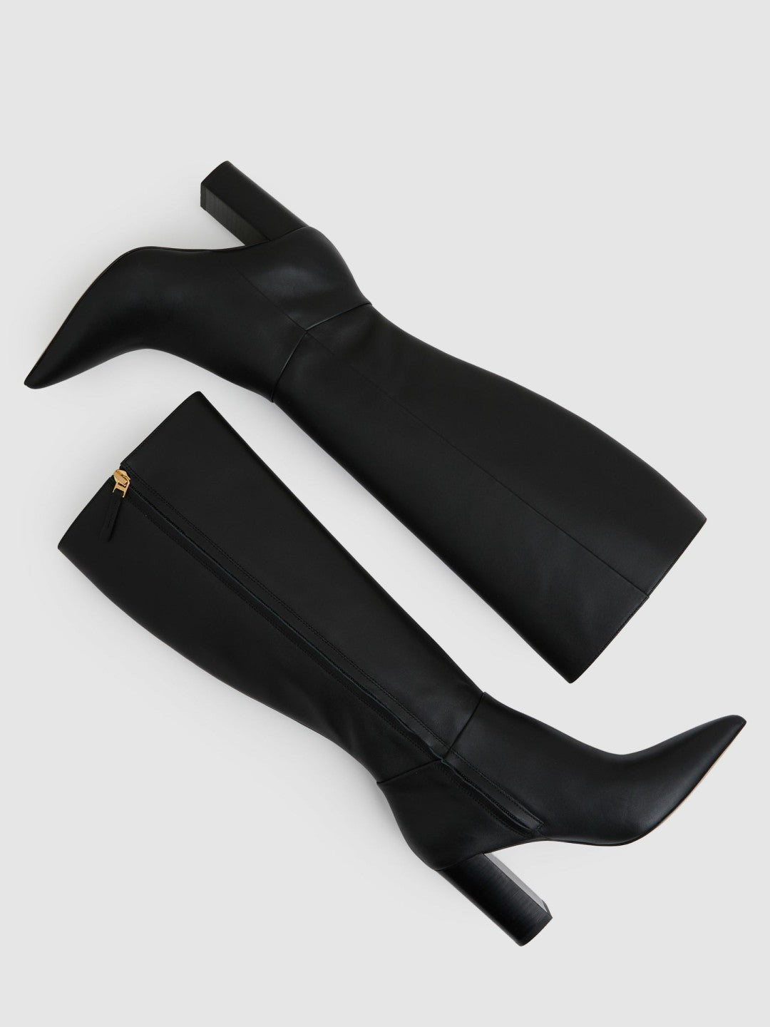 Block Heel Knee High Boots in Black Women | Reiss