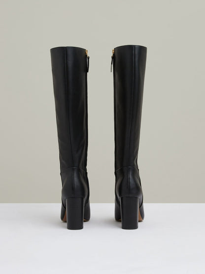 Block Heel Knee High Boots in Black Women | Reiss