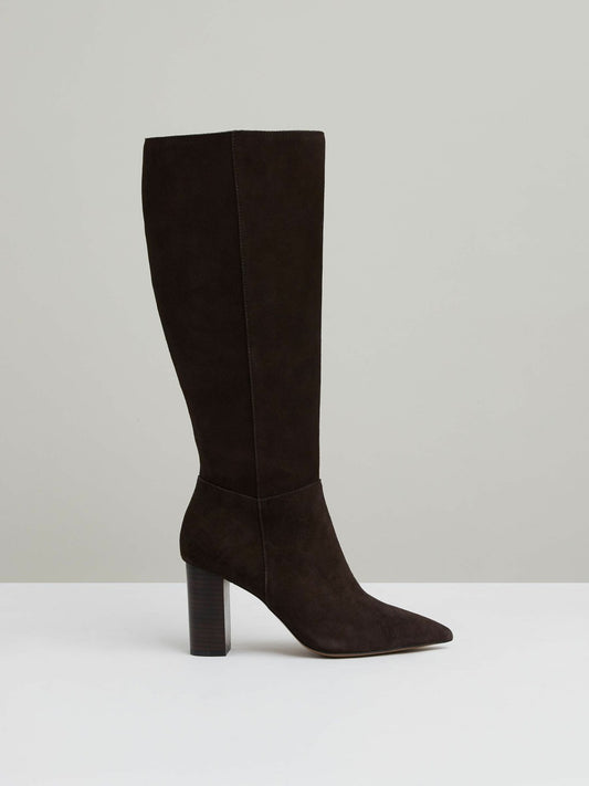 Block Heel Knee High Boots in Chocolate Women | Reiss