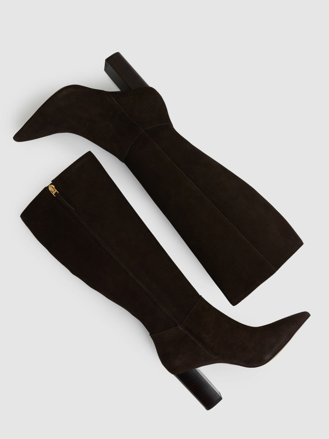 Block Heel Knee High Boots in Chocolate Women | Reiss