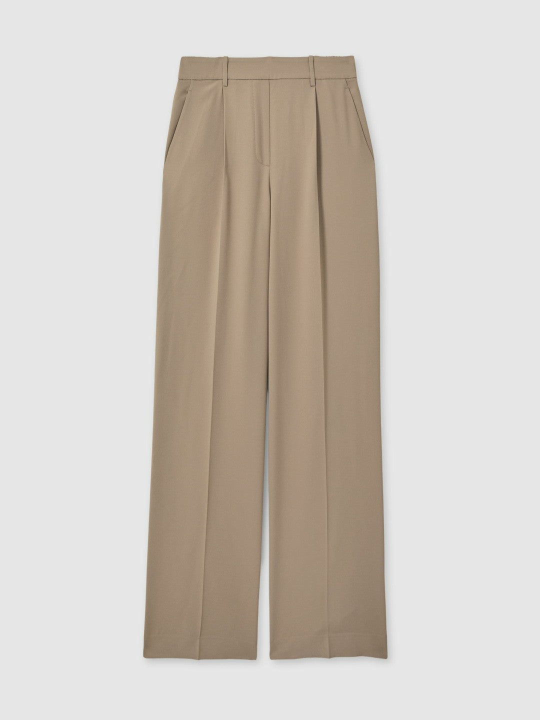 Half-Elasticated Wide Leg Trousers in Mink Neutral Women | Reiss