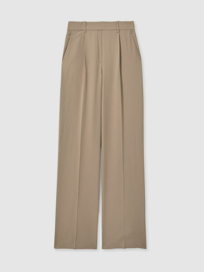 Half-Elasticated Wide Leg Trousers in Mink Neutral Women | Reiss