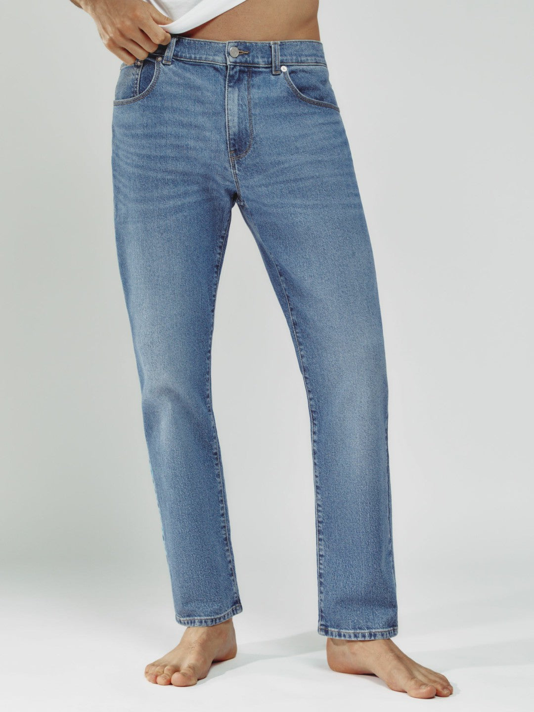 Straight-Leg Jeans in Mid Blue Wash Men | Reiss