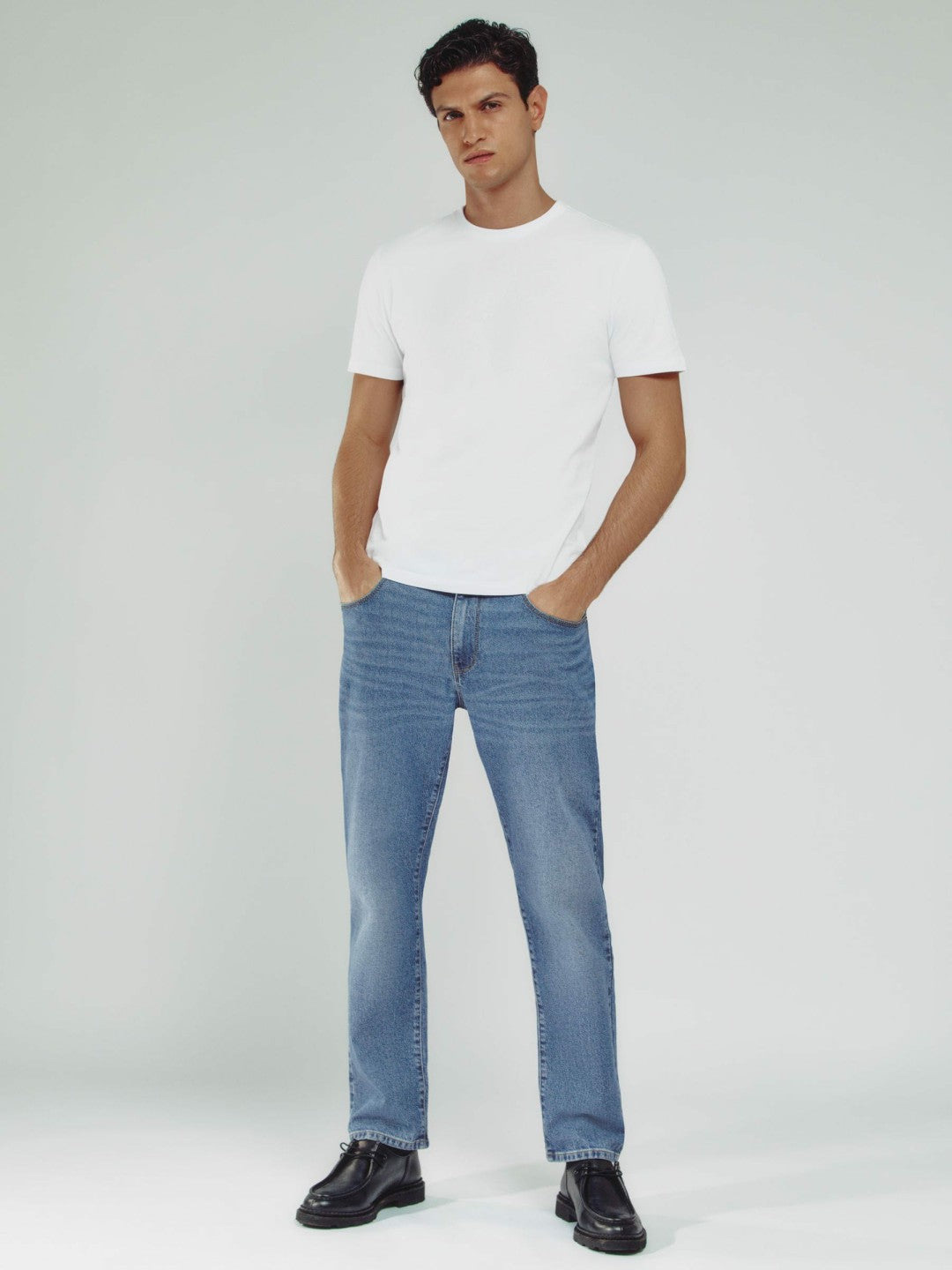 Straight-Leg Jeans in Mid Blue Wash Men | Reiss