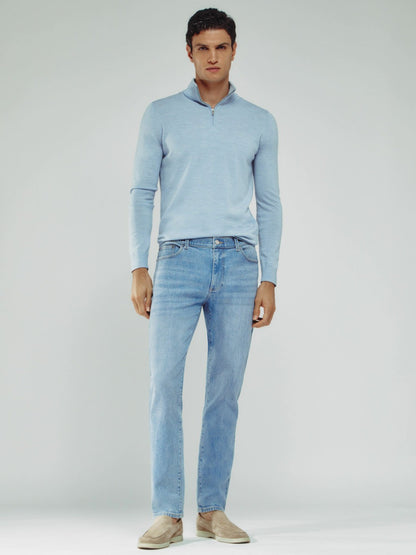 Cotton-Stretch Slim-Fit Jeans in Light Blue Wash Men | Reiss