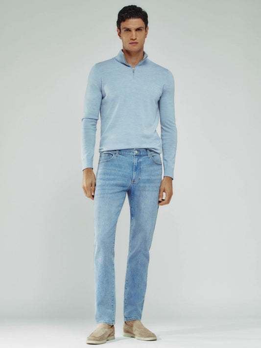 Cotton-Stretch Slim-Fit Jeans in Light Blue Wash Men | Reiss