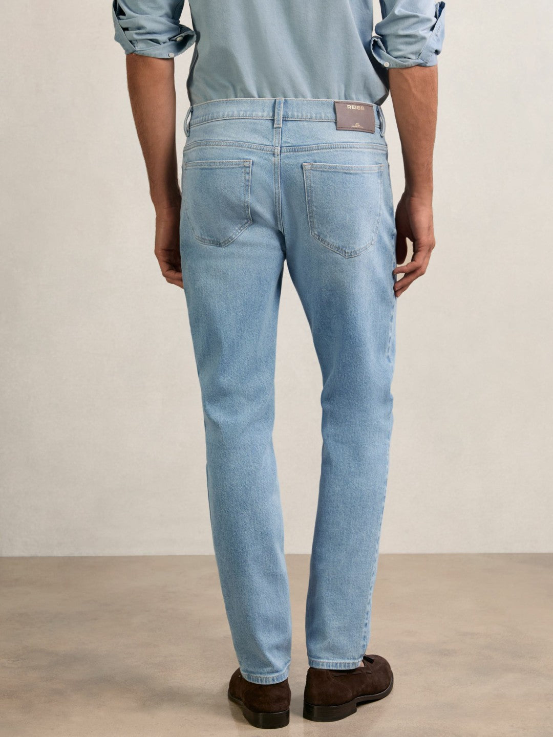 Cotton-Stretch Slim-Fit Jeans in Light Blue Wash Men | Reiss