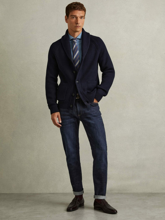 Cotton-Stretch Slim-Fit Jeans in Indigo Blue Wash Men | Reiss