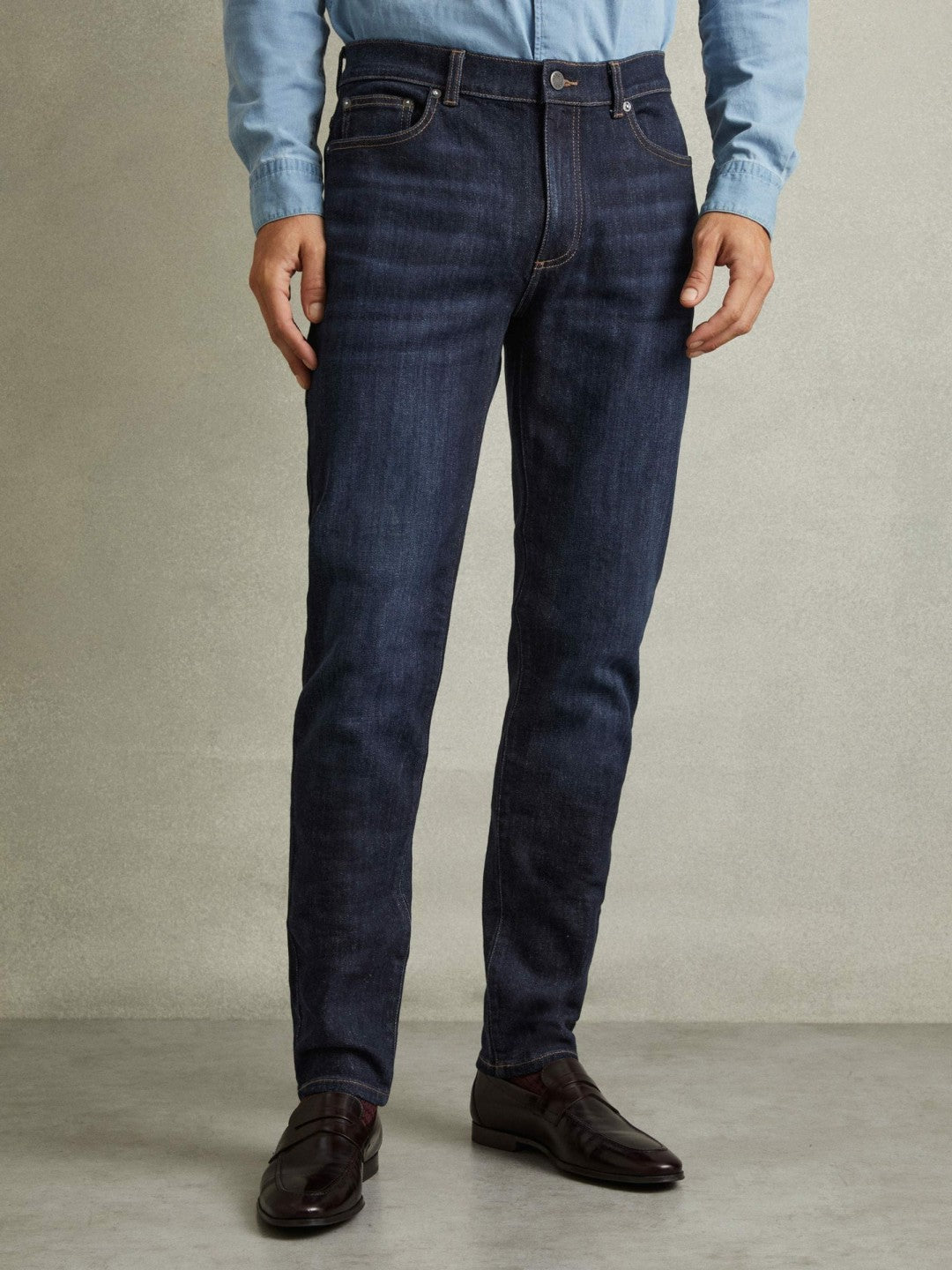 Cotton-Stretch Slim-Fit Jeans in Indigo Blue Wash Men | Reiss