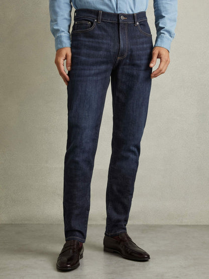 Cotton-Stretch Slim-Fit Jeans in Indigo Blue Wash Men | Reiss
