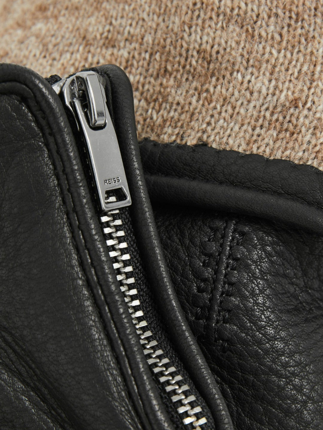 Leather Zip-Side Gloves in Black Men | Reiss