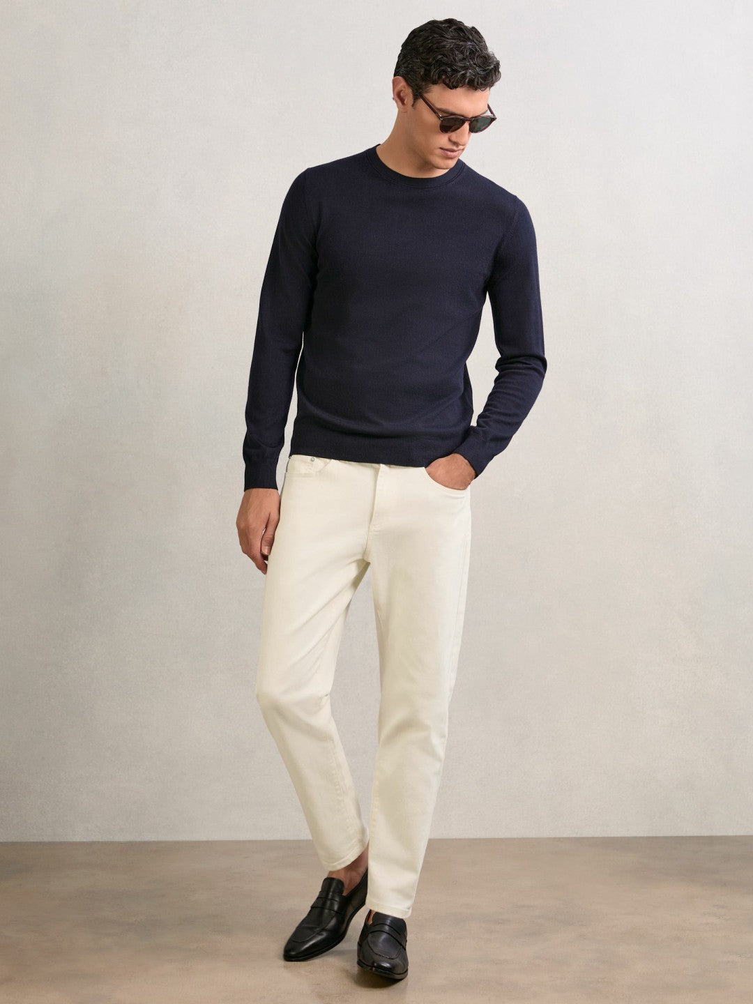 Relaxed-Fit Cropped Jeans in White Men | Reiss