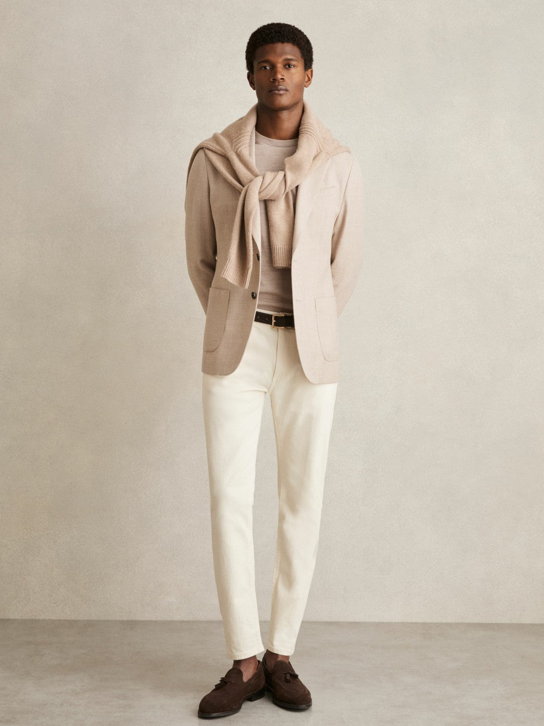 Cotton-Stretch Slim-Fit Jeans in White Men | Reiss