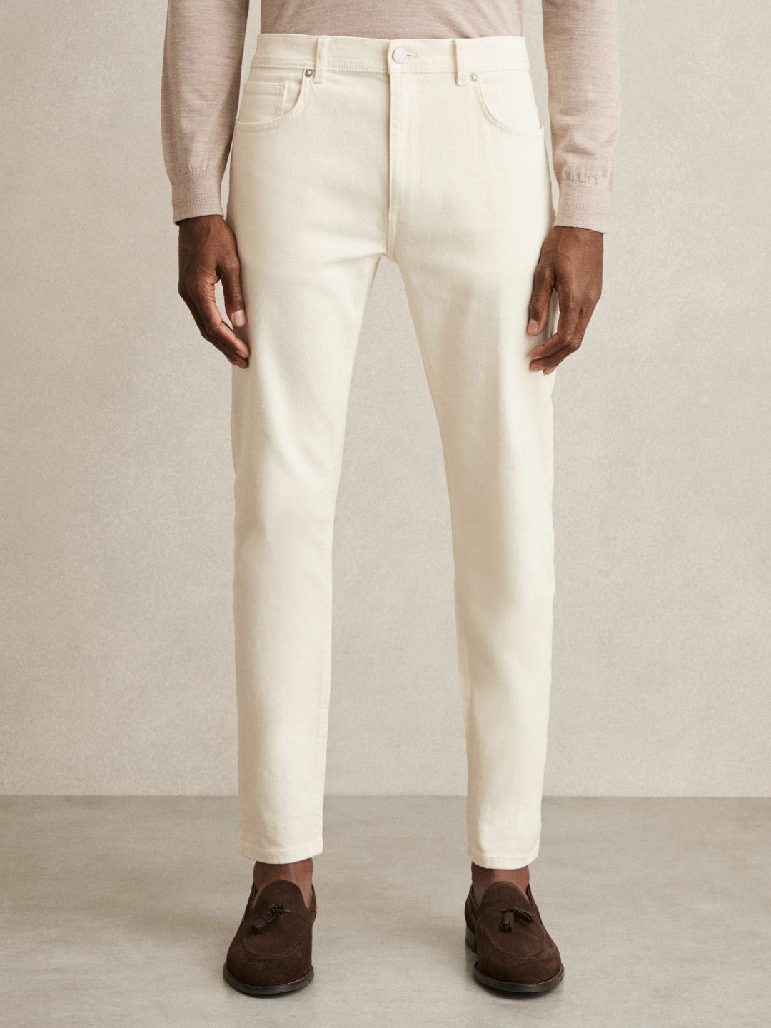 Cotton-Stretch Slim-Fit Jeans in White Men | Reiss