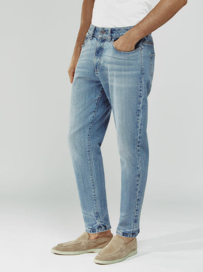 Relaxed-Fit Cropped Jeans in Light Blue Wash Men | Reiss