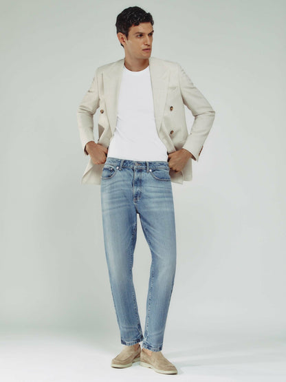 Relaxed-Fit Cropped Jeans in Light Blue Wash Men | Reiss