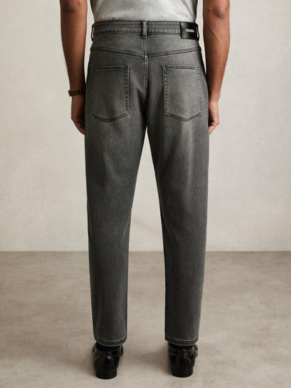 Relaxed-Fit Cropped Jeans in Washed Black Men | Reiss