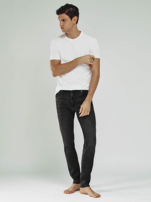Tapered Slim-Fit Jeans in Washed Black Men | Reiss
