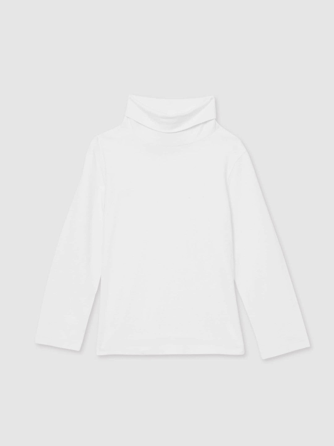 9-13 yrs Cotton-Jersey Roll-Neck Top with Stretch in Ivory Children & Baby | Reiss