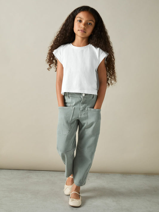 4-9 yrs Cotton-Jersey Cropped T-Shirt in White Children & Baby | Reiss