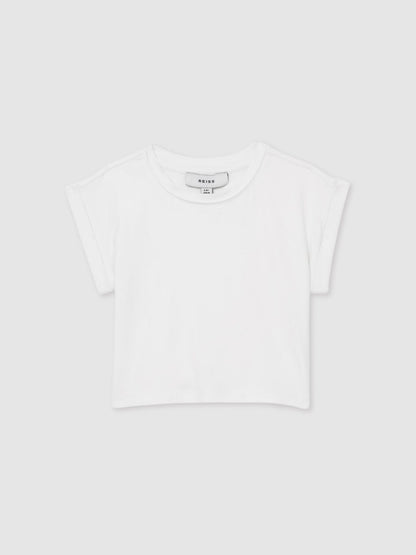 4-9 yrs Cotton-Jersey Cropped T-Shirt in White Children & Baby | Reiss