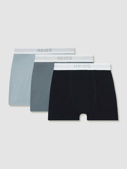 Stretch-Cotton Boxers 3 Pack in Blue Multi Men | Reiss