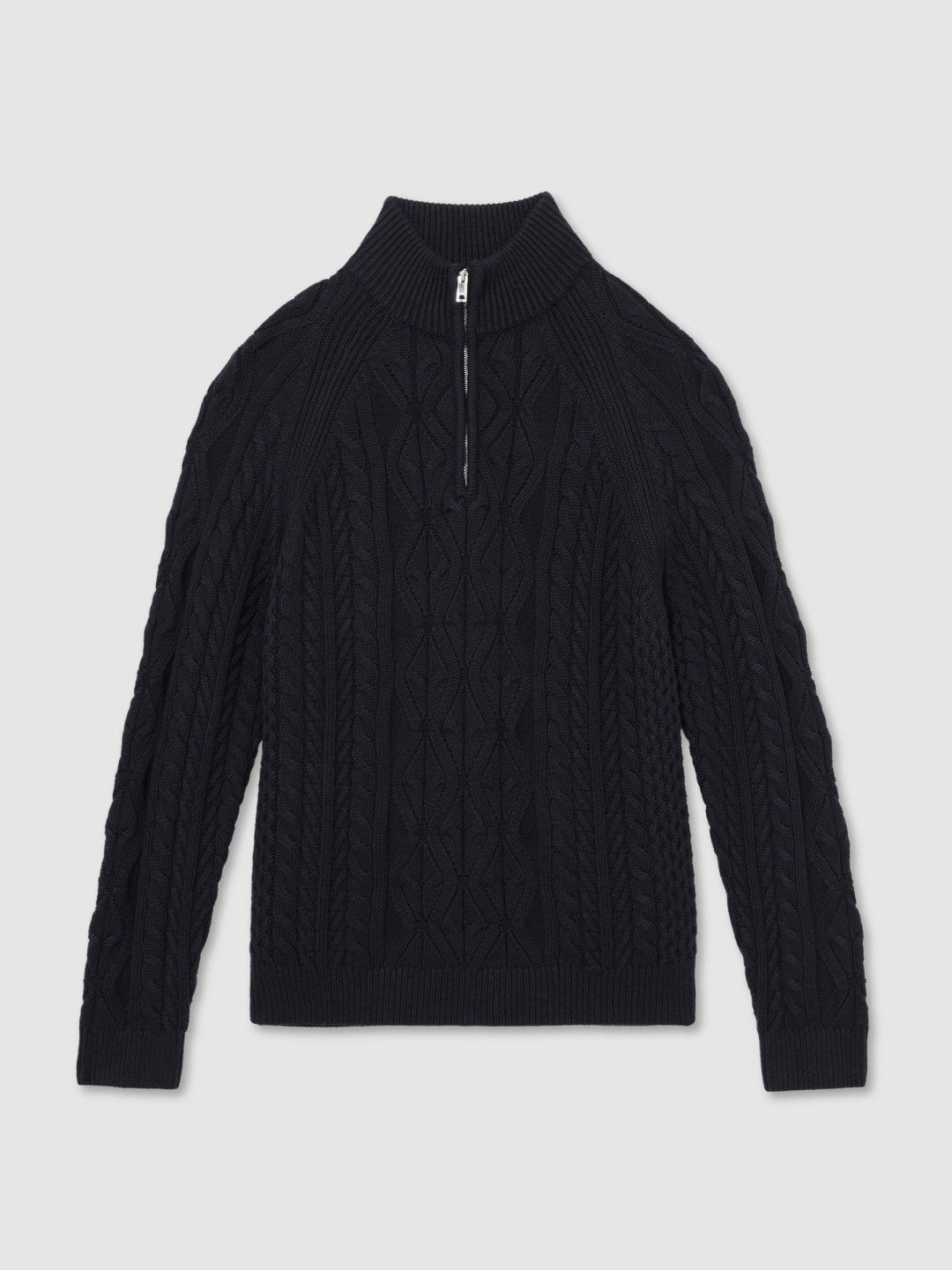 Cable-Knit Half-Zip Jumper in Navy Men | Reiss