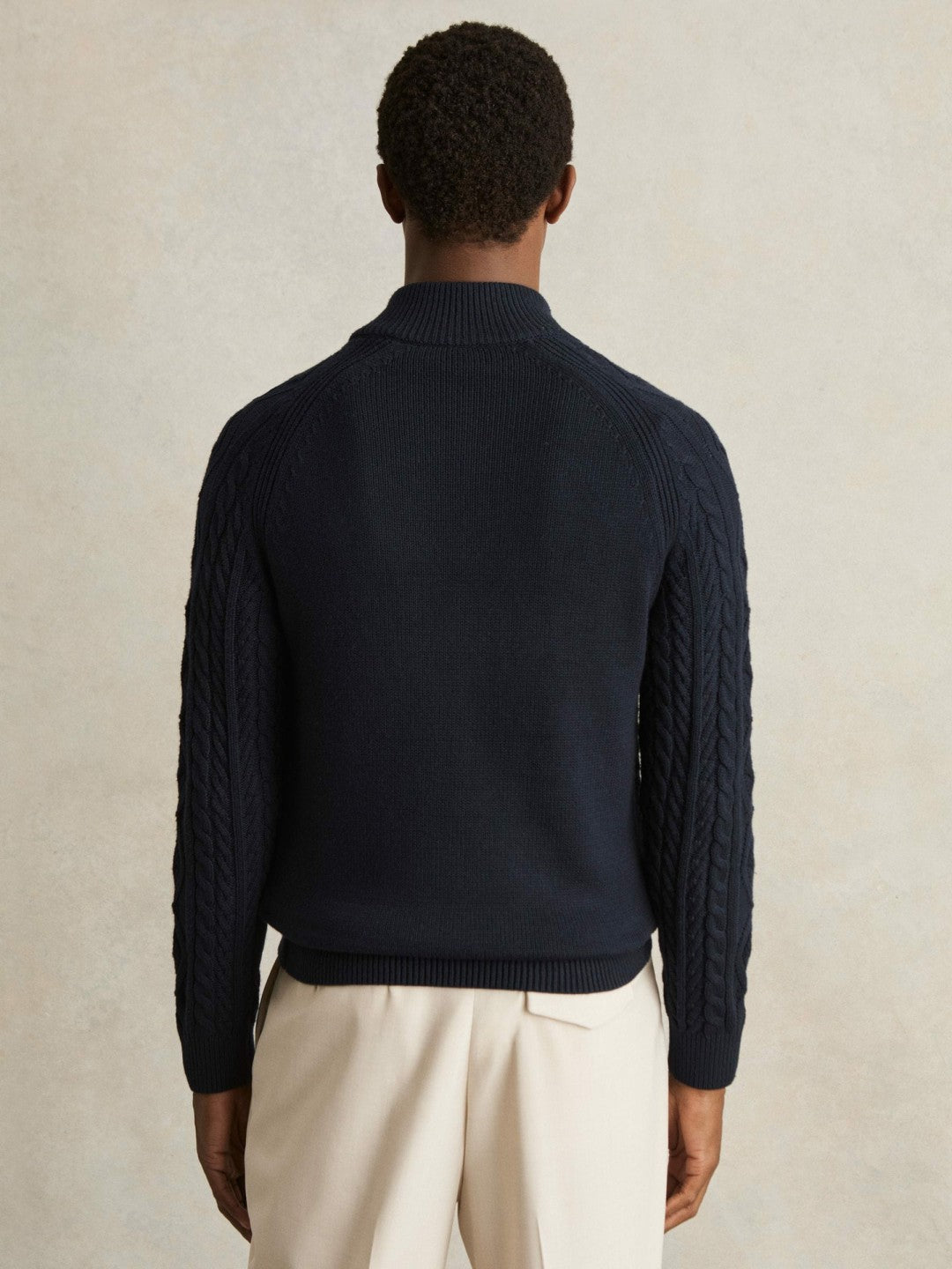 Cable-Knit Half-Zip Jumper in Navy Men | Reiss