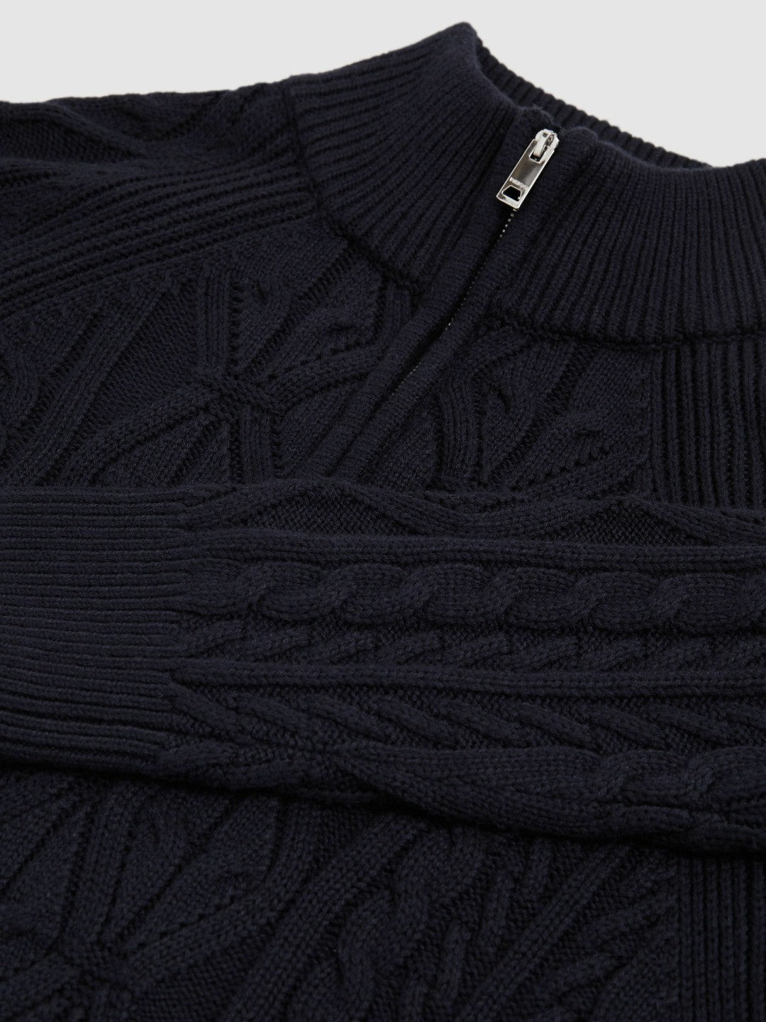 Cable-Knit Half-Zip Jumper in Navy Men | Reiss