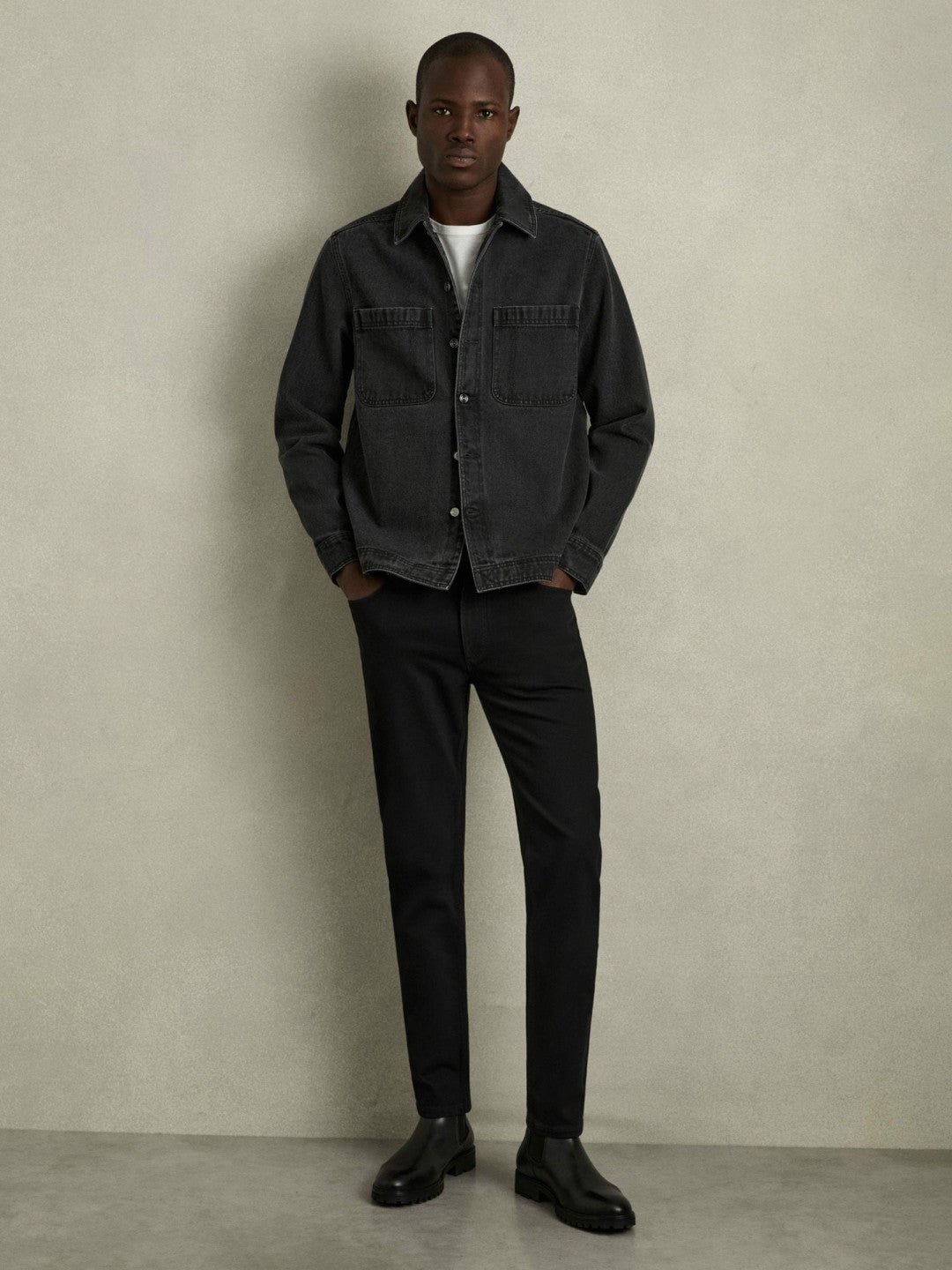 Cotton-Stretch Slim-Fit Jeans in Stay Black Men | Reiss