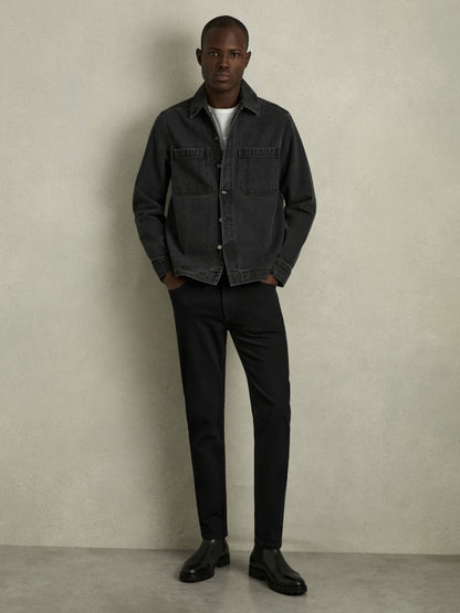 Cotton-Stretch Slim-Fit Jeans in Stay Black Men | Reiss