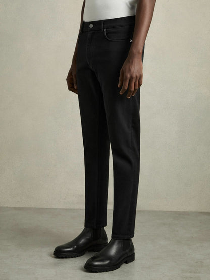 Cotton-Stretch Slim-Fit Jeans in Stay Black Men | Reiss