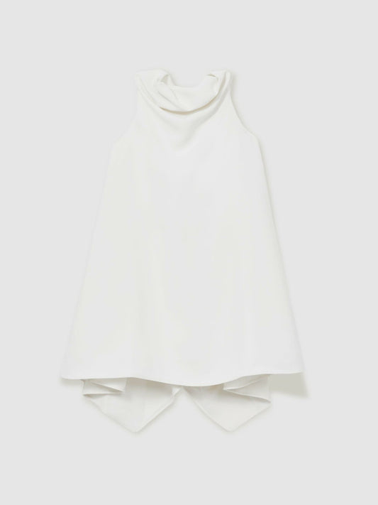 13-14 yrs High-Neck Drape Back Dress in Ivory Children & Baby | Reiss