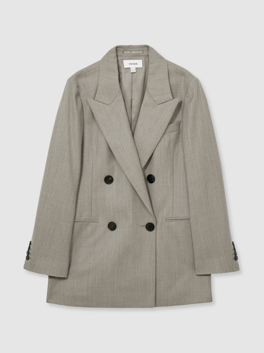 Wool Oversized Double-Breasted Blazer in Grey Women | Reiss