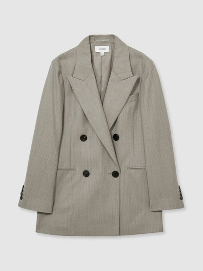 Wool Oversized Double-Breasted Blazer in Grey Women | Reiss