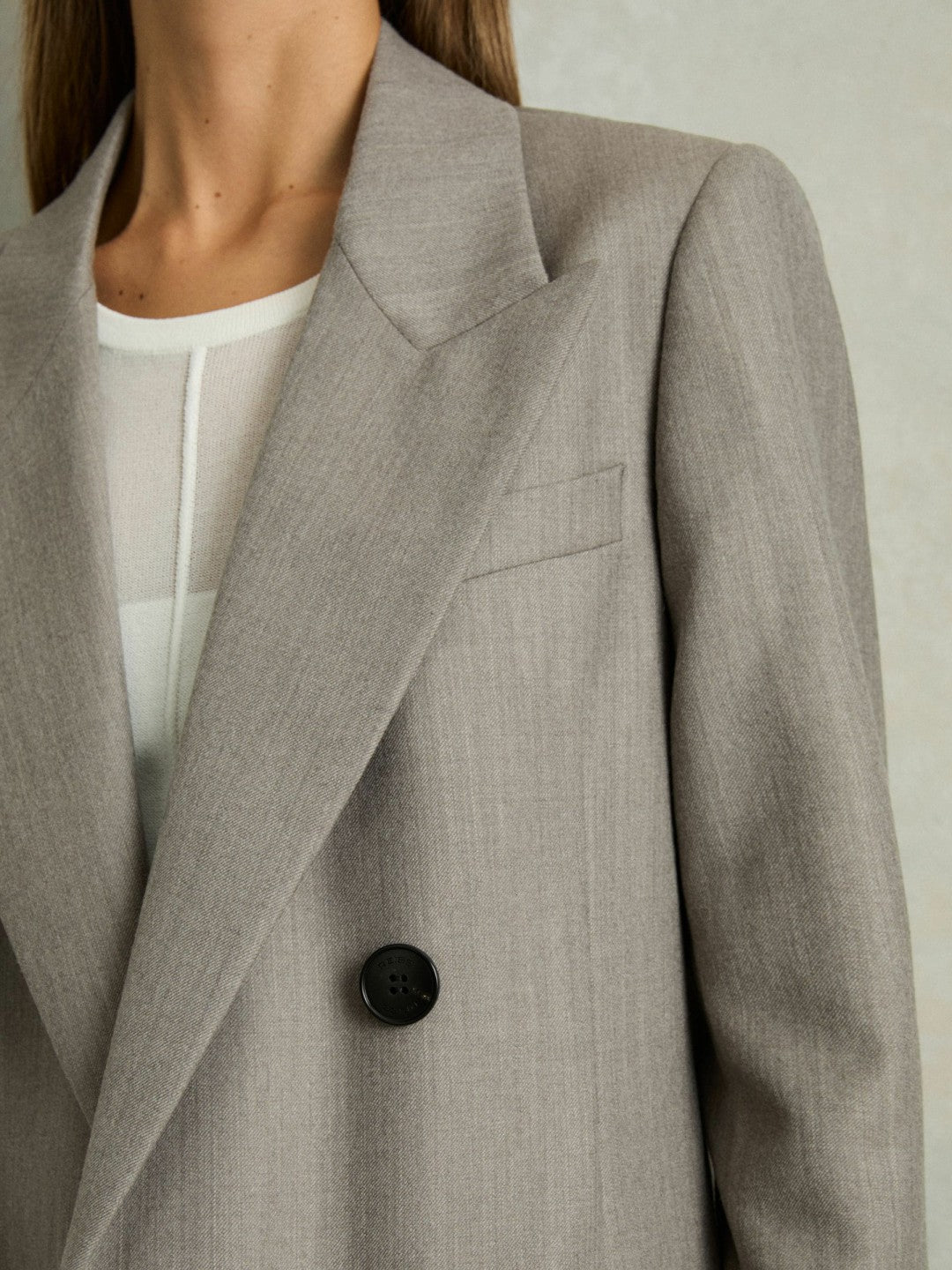 Wool Oversized Double-Breasted Blazer in Grey Women | Reiss