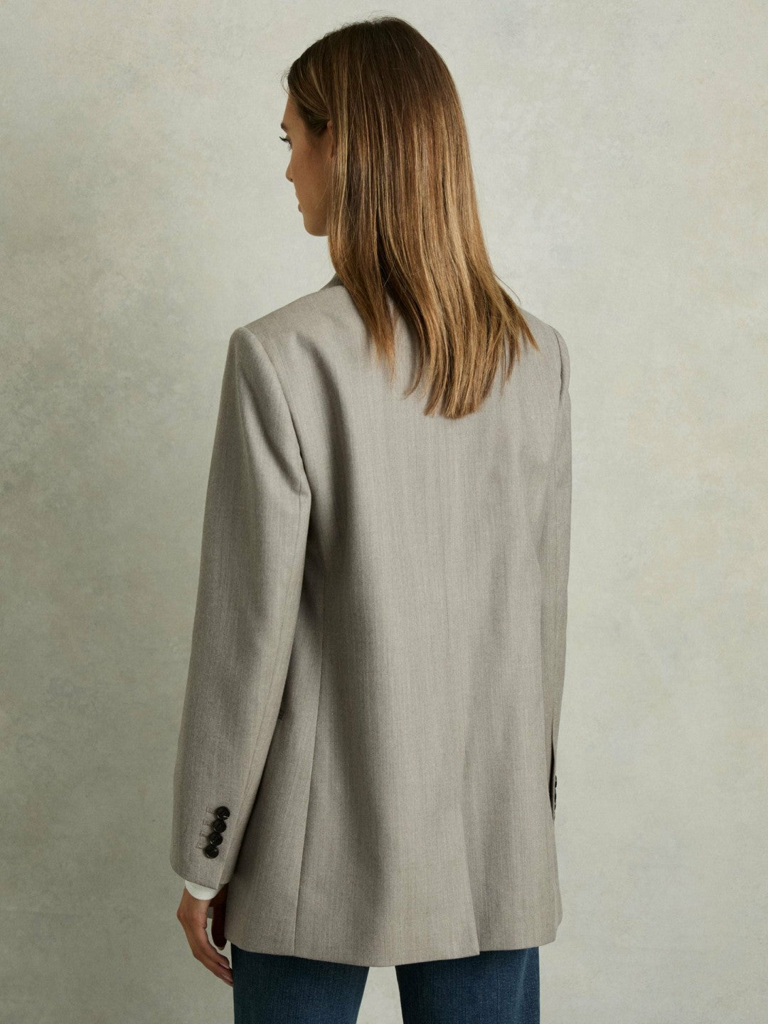 Wool Oversized Double-Breasted Blazer in Grey Women | Reiss