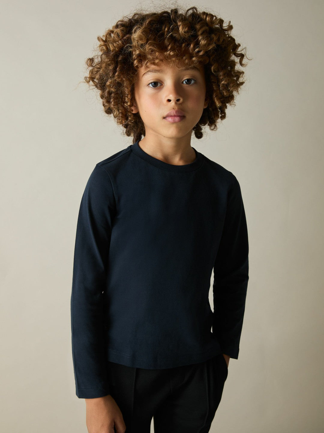 9-13 yrs Cotton Jersey Long Sleeve T-Shirts 3 Pack in White/Soft Grey/Navy Children & Baby | Reiss