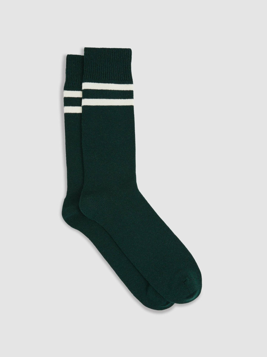 Striped Socks With Wool And Cashmere in Forest Green/Ecru Men | Reiss