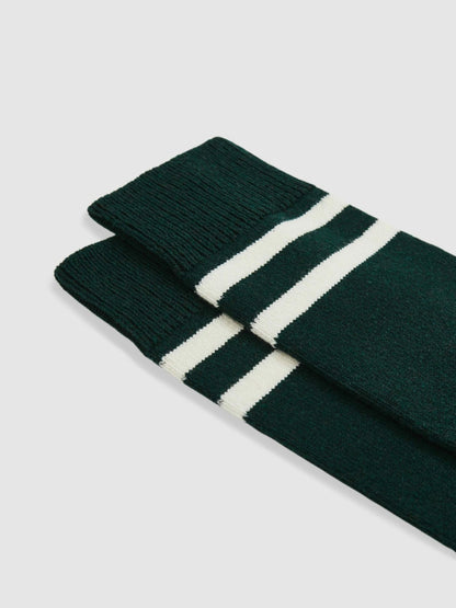 Striped Socks With Wool And Cashmere in Forest Green/Ecru Men | Reiss