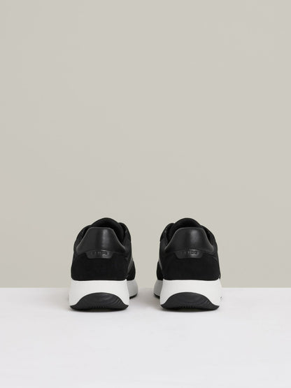 Leather Suede Running Trainers in Black/White Men | Reiss